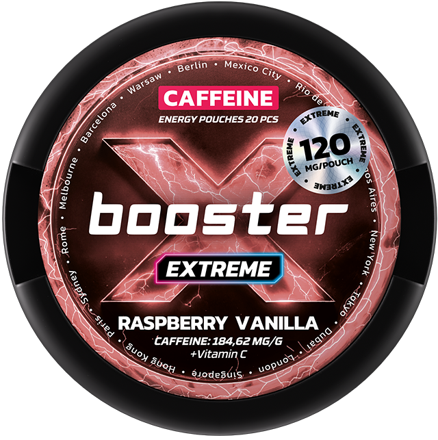 X-Booster Extreme Raspberry & Vanilla 120 mg-Caffeine Pouch-Snusfree